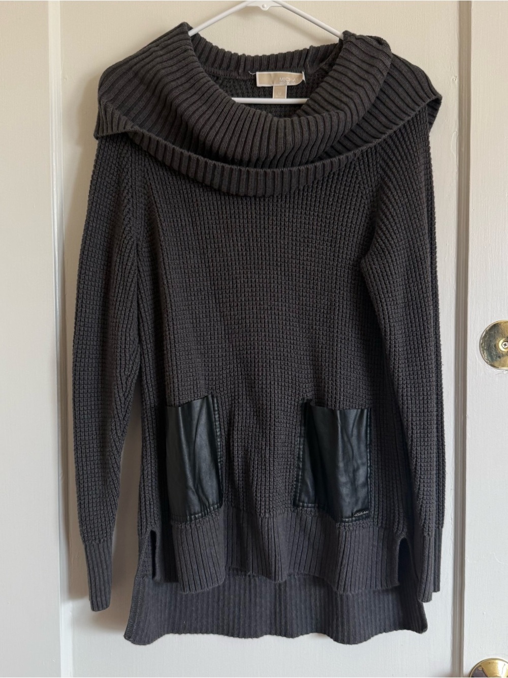 Michael Kors Gray Cowl Neck Sweater with Black Accents